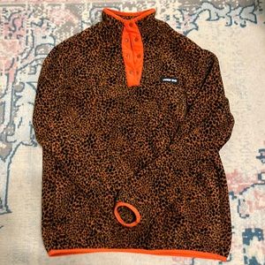 Cheetah and orange Lands End fleece pullover